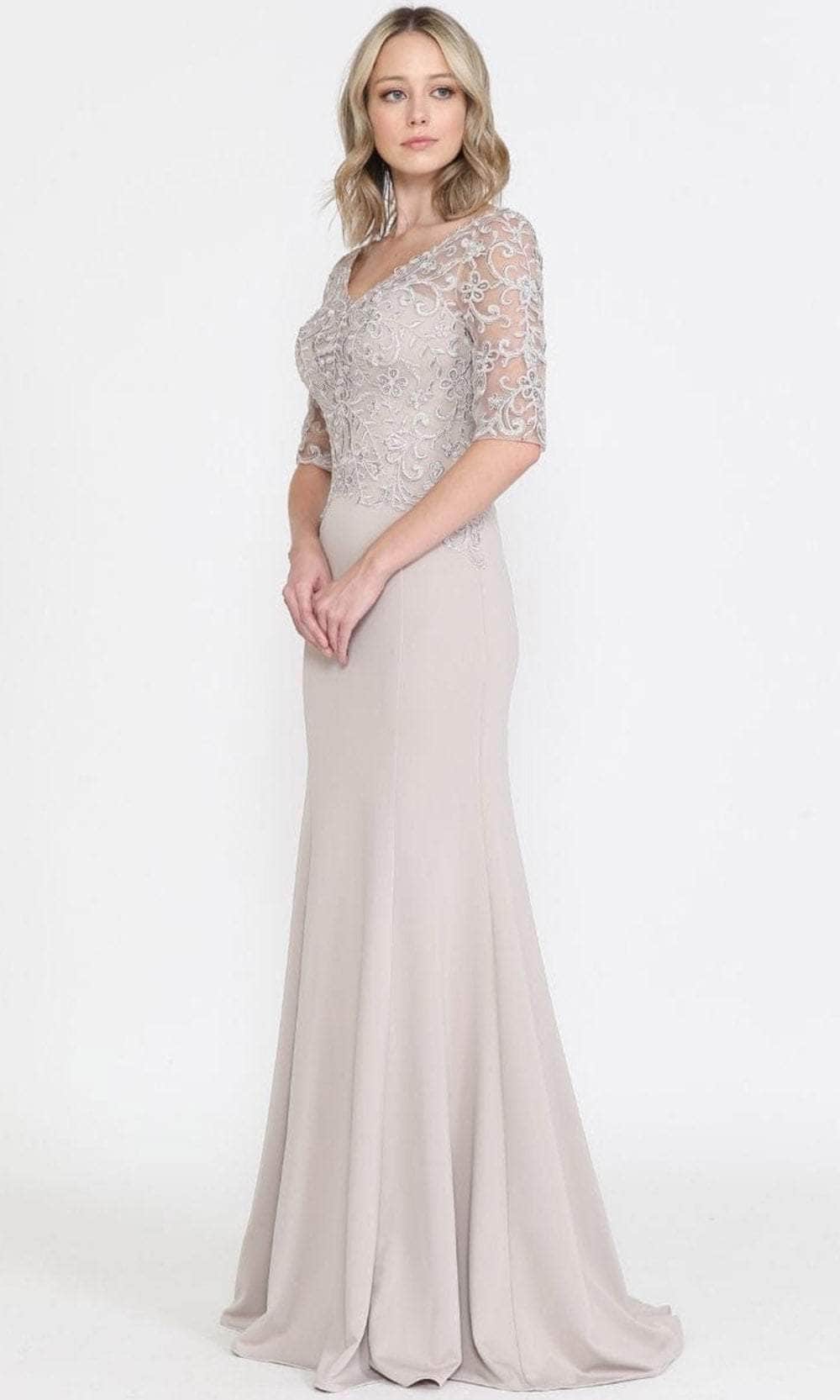 Quarter Length Sleeved Sheath Evening Gown