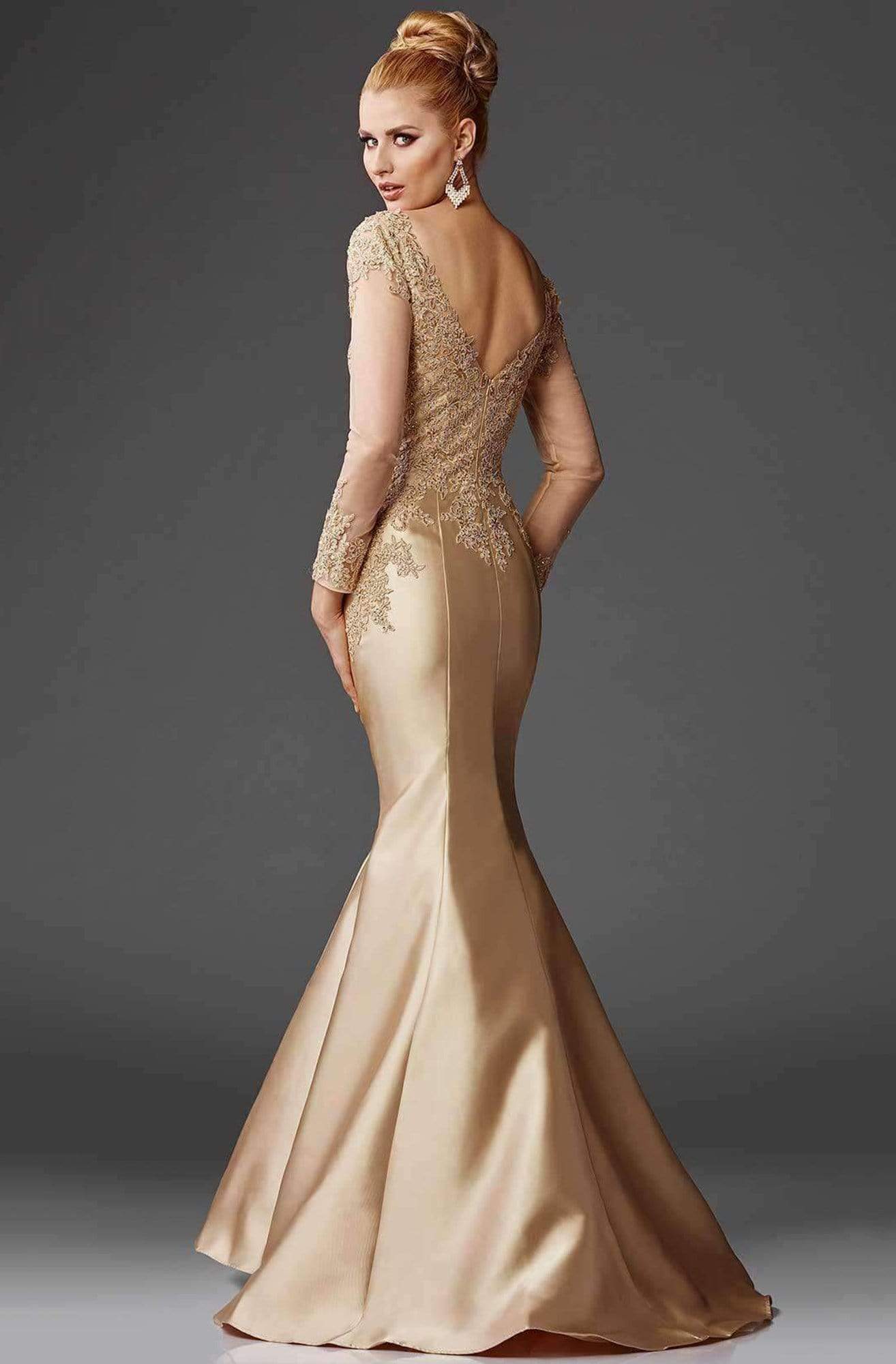 M6436 Embellished V-neck Trumpet Dress