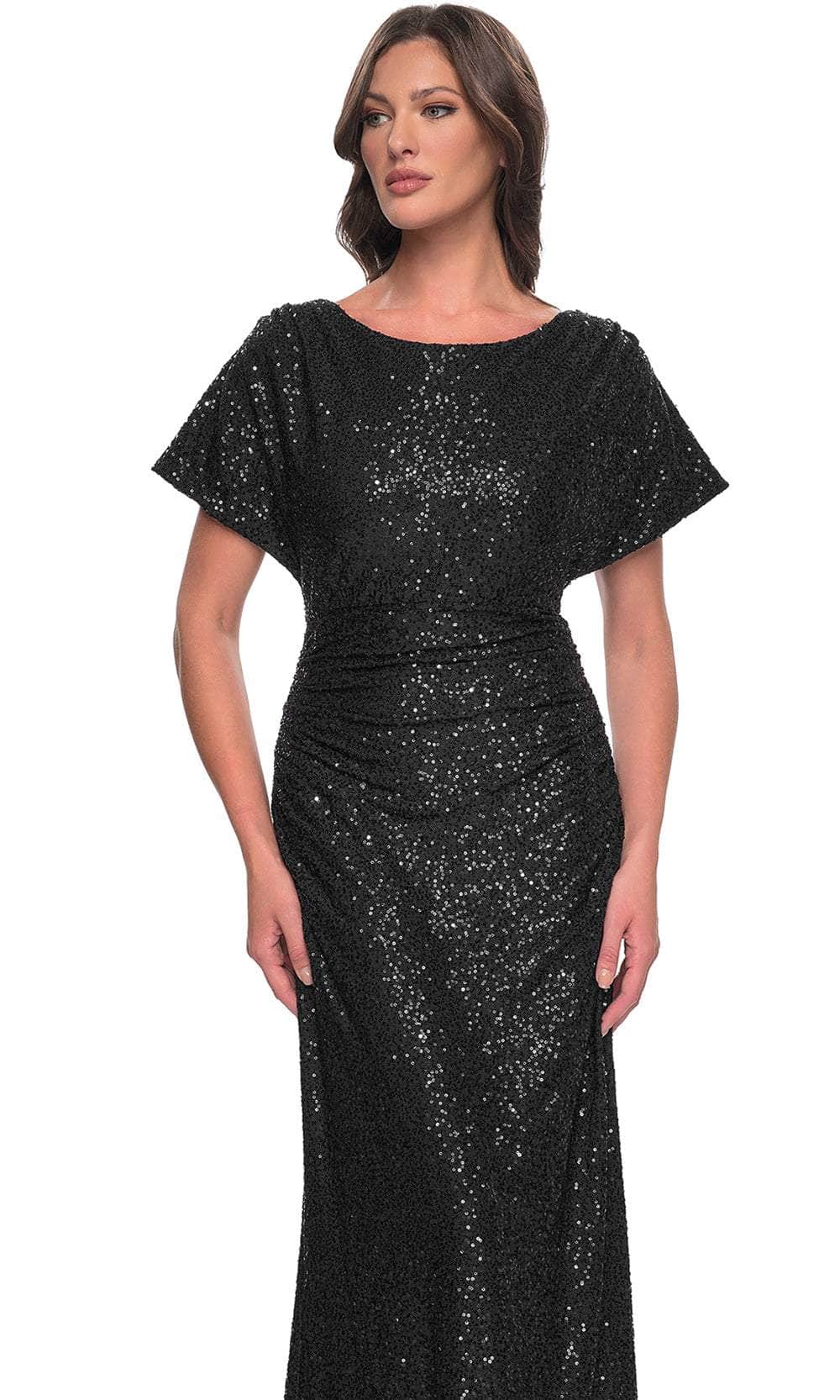 Dolman Sleeve Sequin Evening Dress