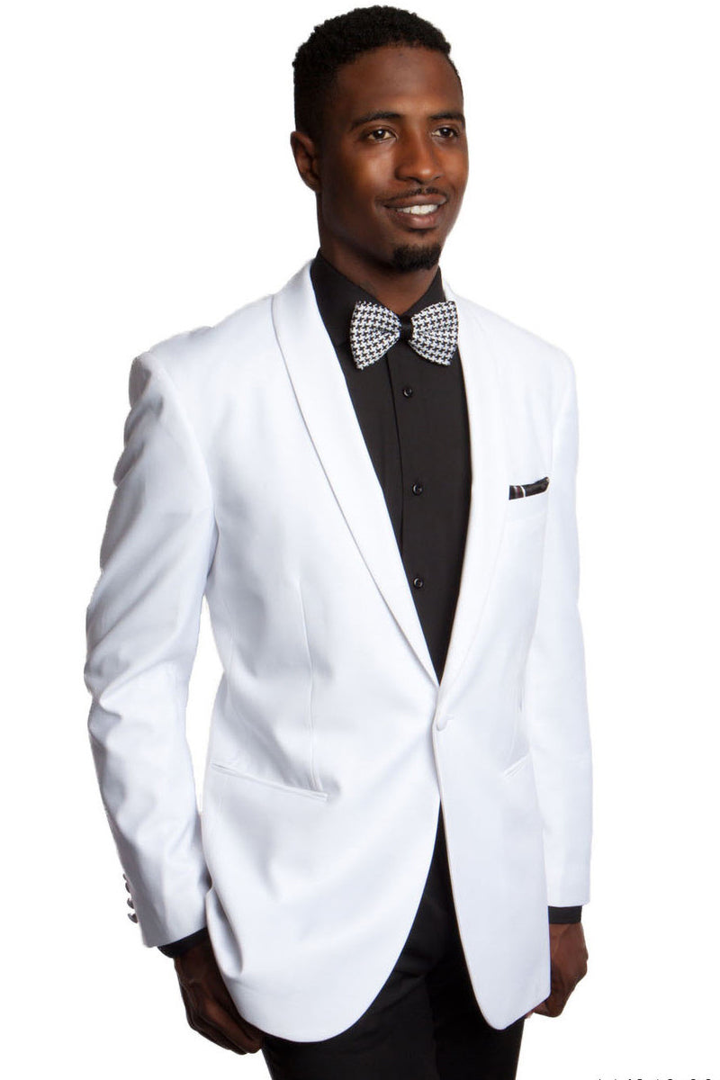 Men’s One Button Shawl Dinner Jacket in White