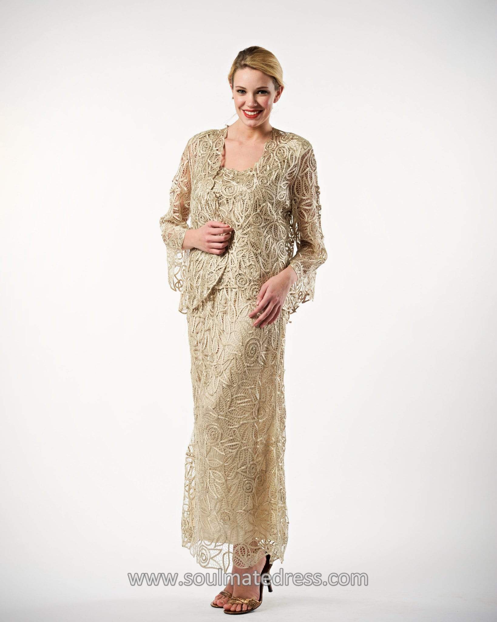 Lace Illusion Sleeves Mother Of The Bride Dress
