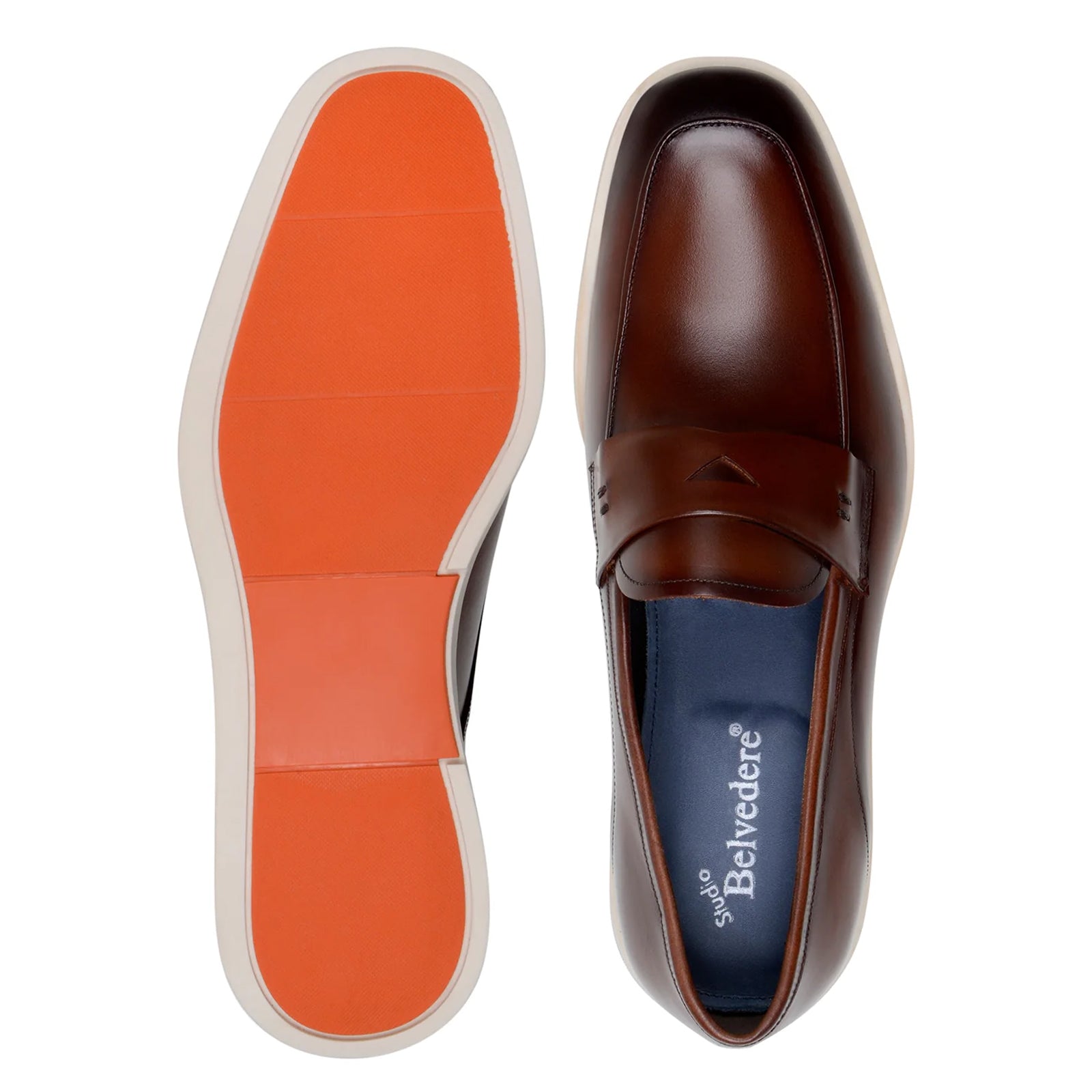 Men’s Belvedere Maurizio Nappa Leather Casual Penny Loafer in Cognac