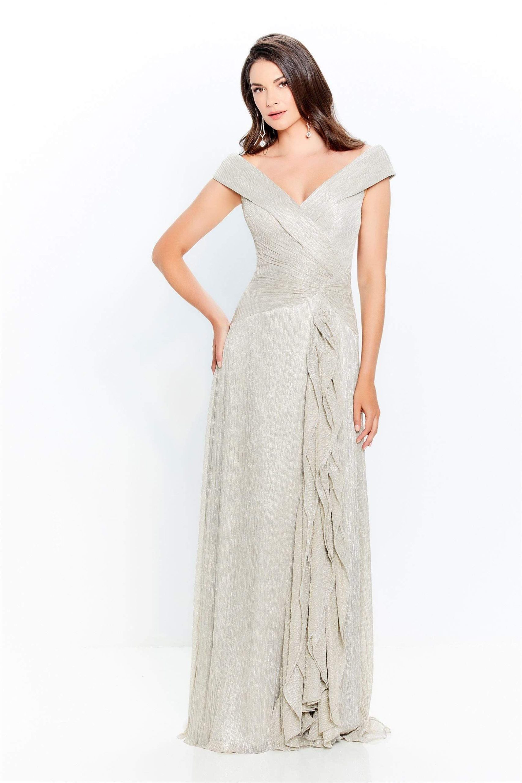 219975W Ruched Off-Shoulder Sheath Dress