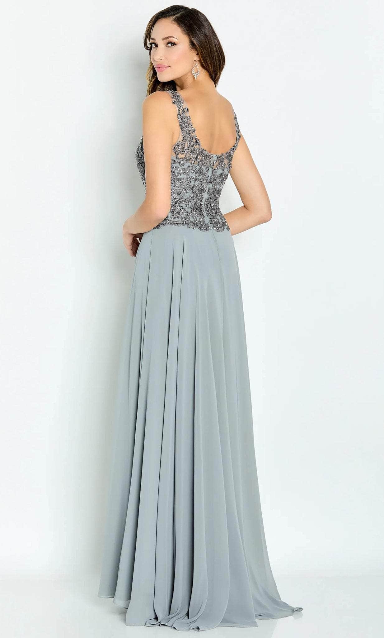 Embroidered Bodice Evening Dress