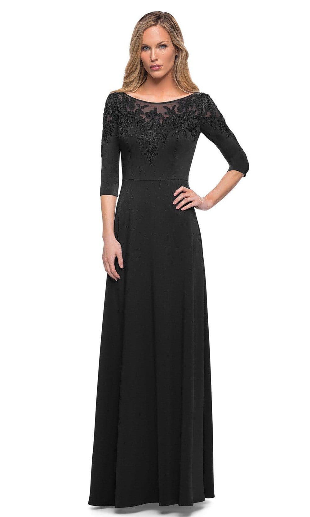 29227 Illusion Bateau A-line Evening Dress
