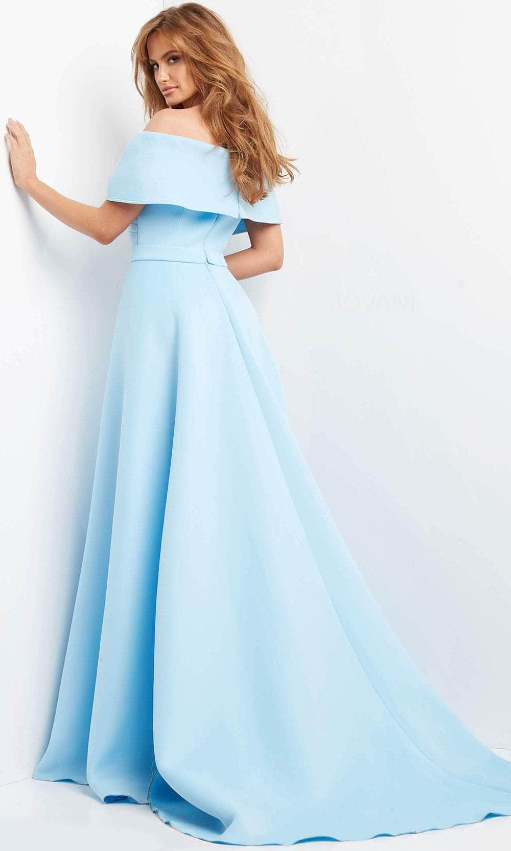 Draped Off Shoulder Overskirt Evening Dress