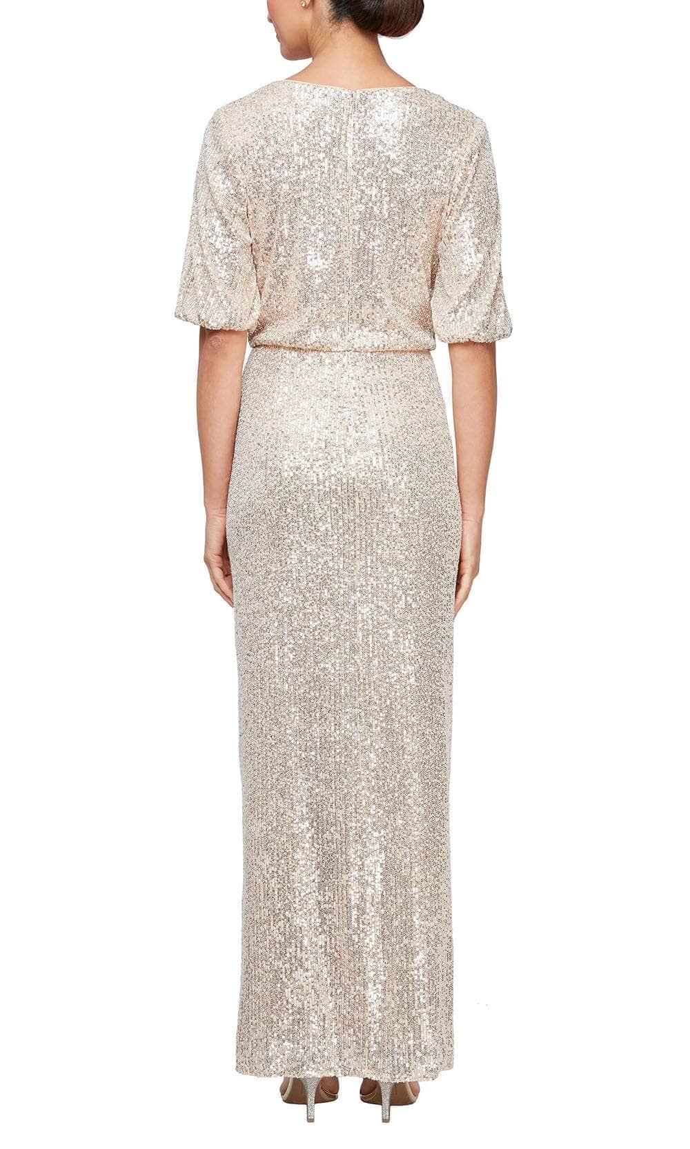 Blouson Bodice Sequin Formal Dress