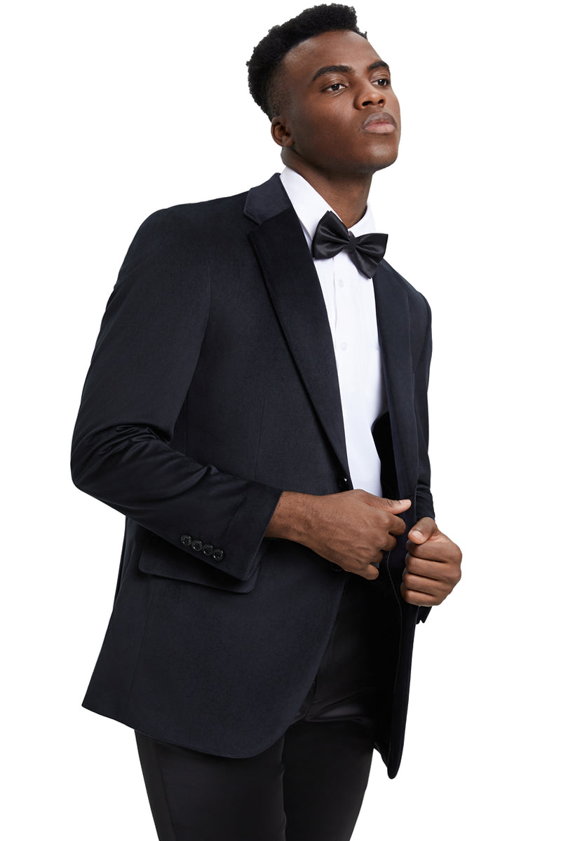 Men’s Stacy Adams Modern Fit Velvet Blazer in Black