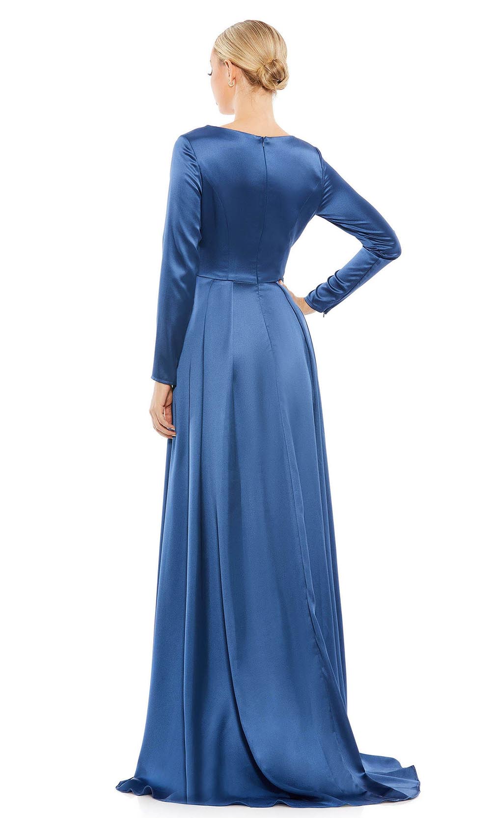 26613 Long Sleeves Pleated Gown