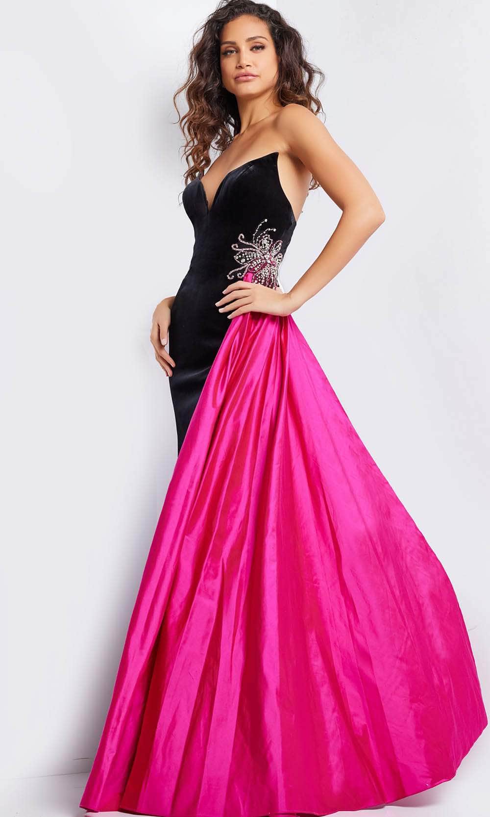 Velvet Strapless Prom Gown