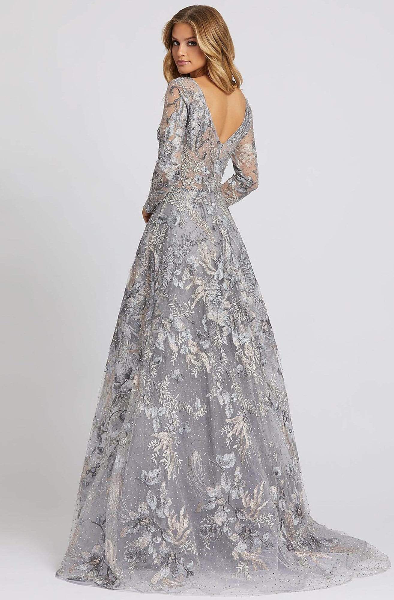 20214D Illusion Long Sleeve Mother of the Bride Gown