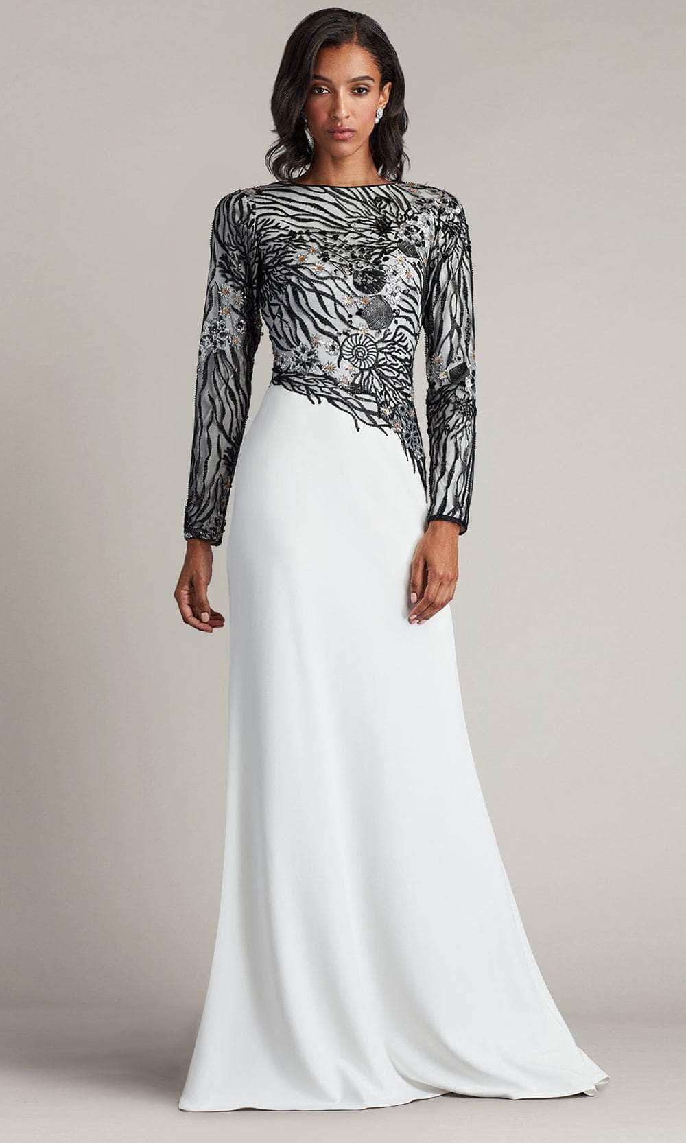 Long Sleeve Sea-Motif Evening Gown