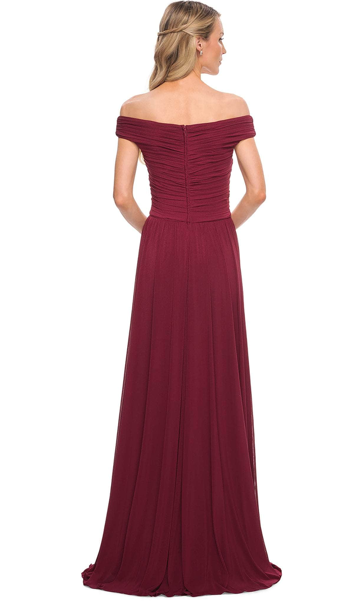 29168 Off Shoulder Ruched Mother of the Bride Dress