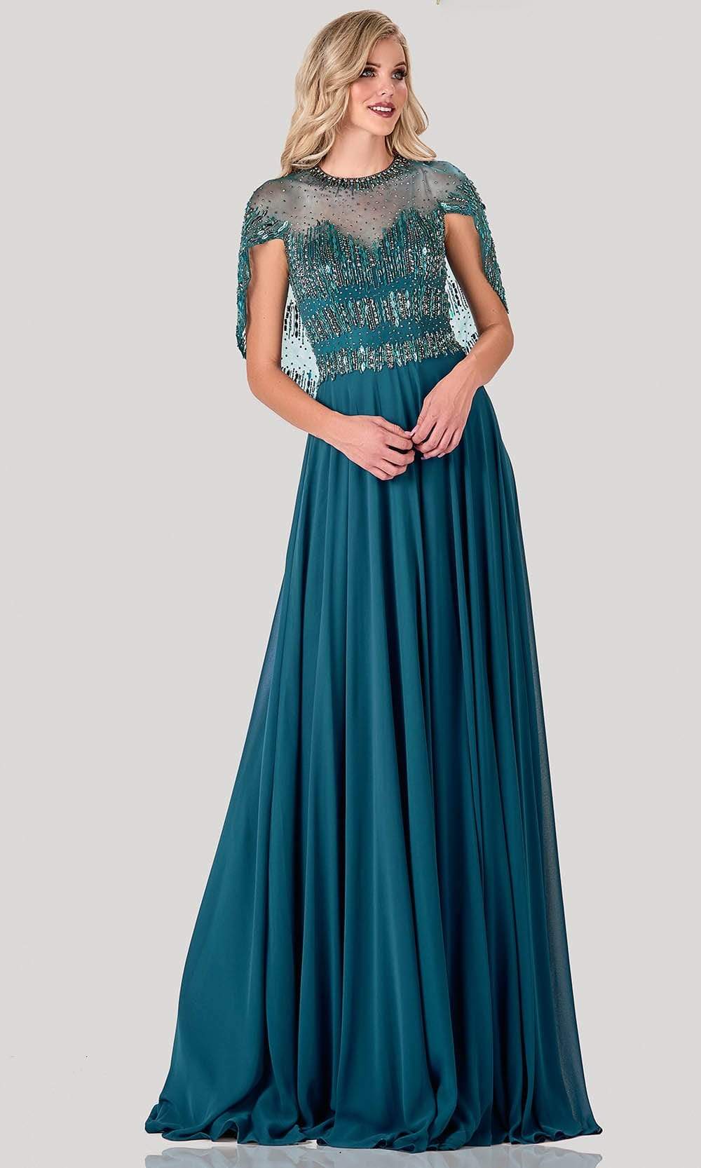 2111M5295 Embellished Jewel Neck A-line Gown