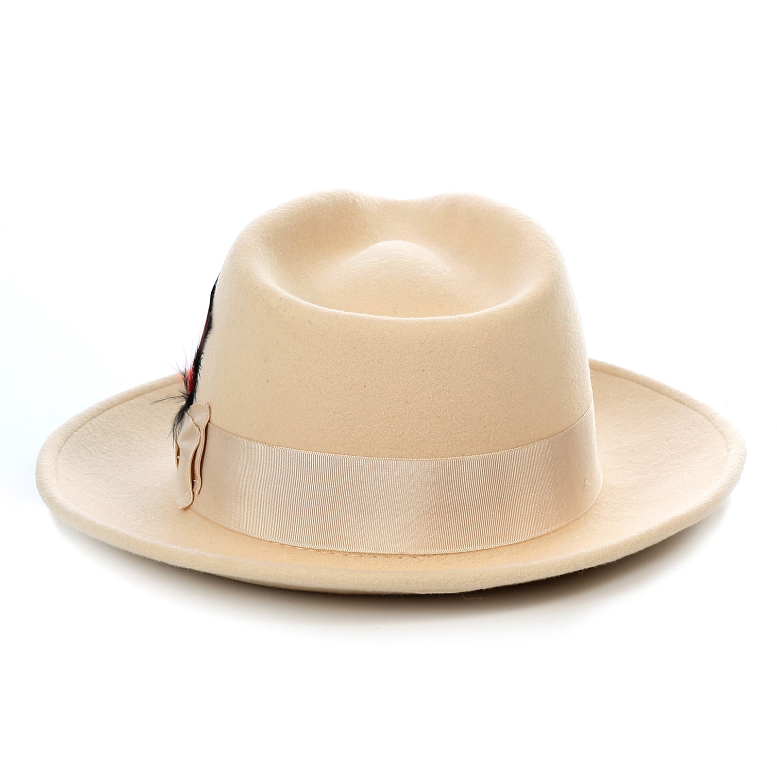 Mens Classic Wool Fedora Dress Hat in Tan