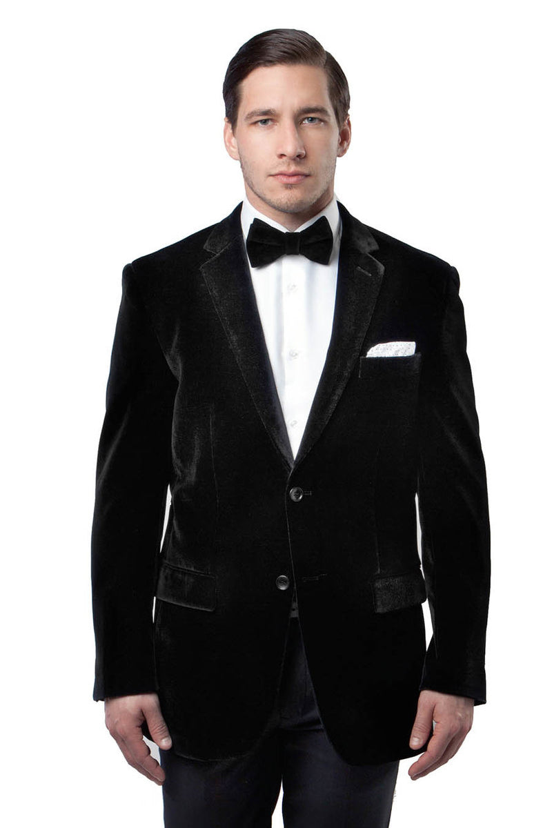 Men’s Two Button Classic Velvet Blazer in Black