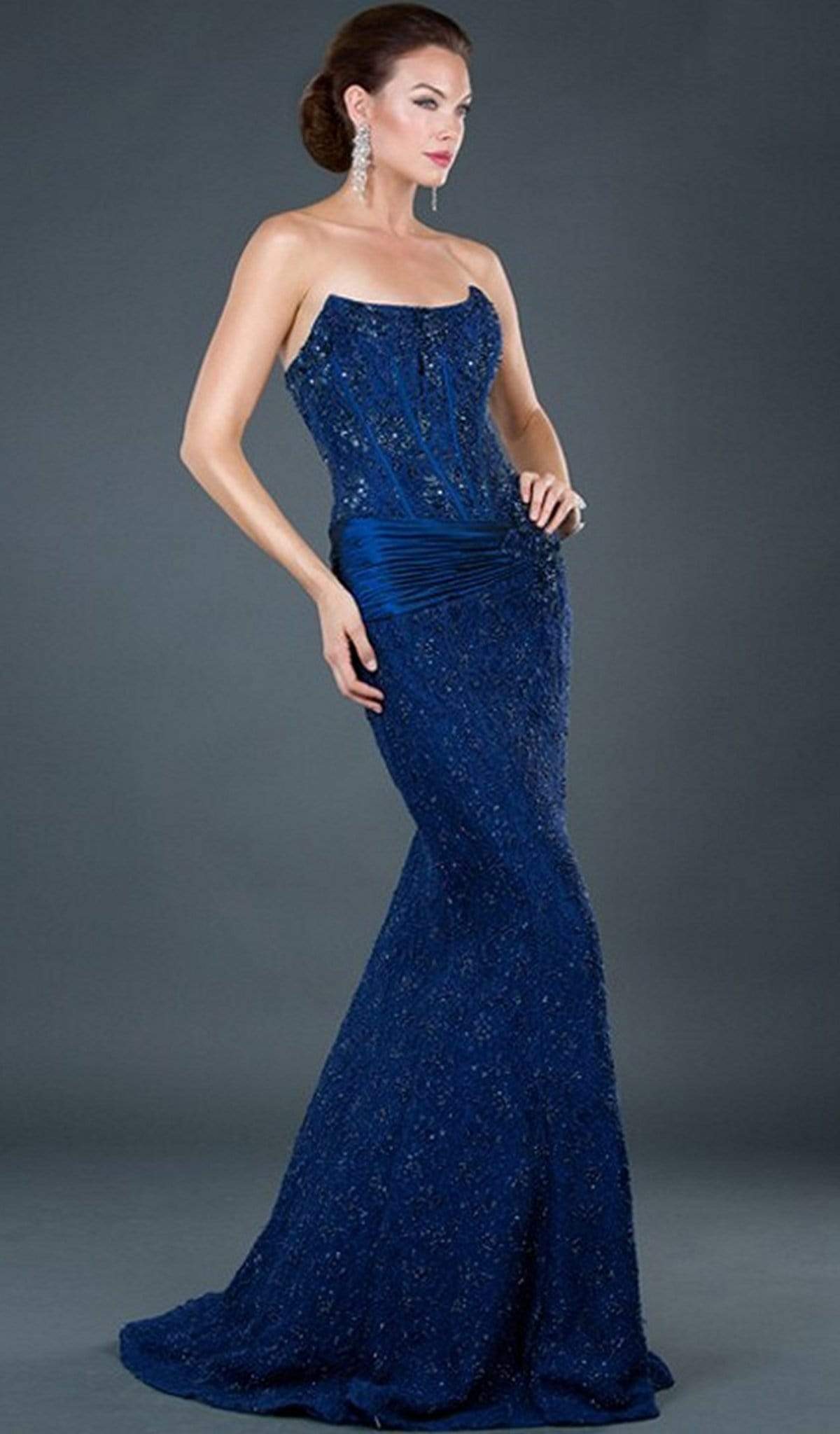 5470 Strapless Corset Bodice Beaded Mermaid Gown