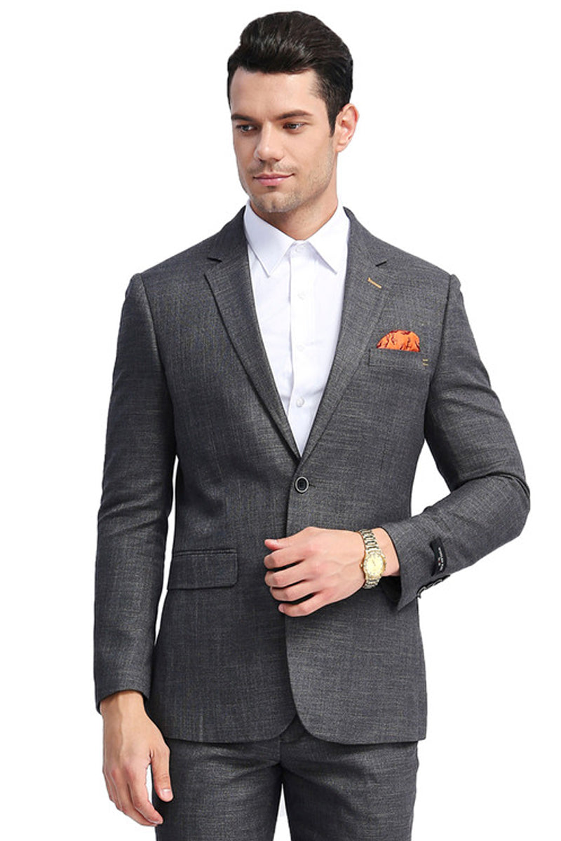 Men’s Slim Fit Casual Summer Sport Coat in Charcoal Grey