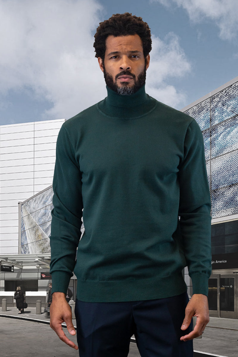 Men’s Designer Wool & Cashmere Dress Sweater in Hunter Green