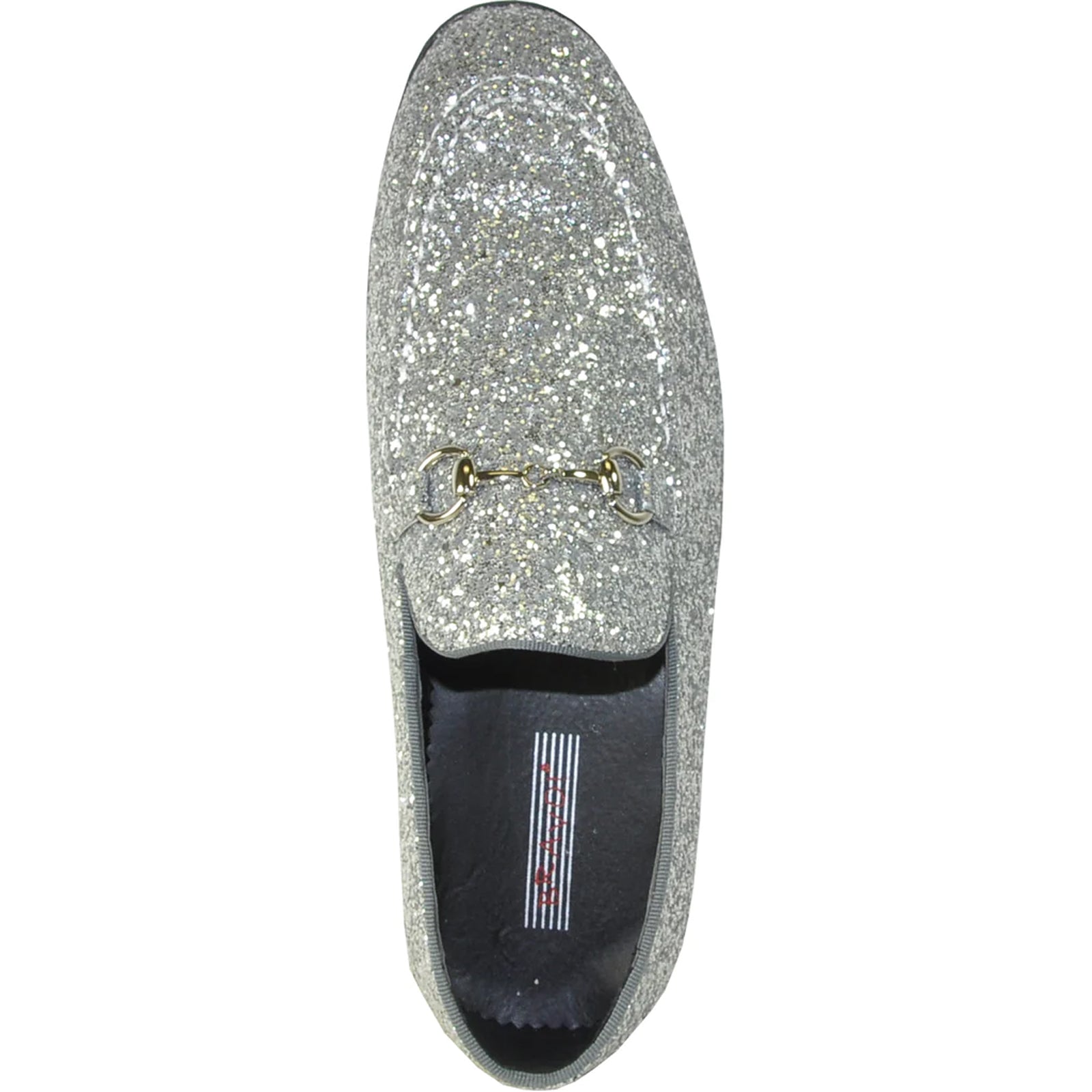 Mens Modern Glitter Sequin Prom Tuxedo Loafer in Silver Grey