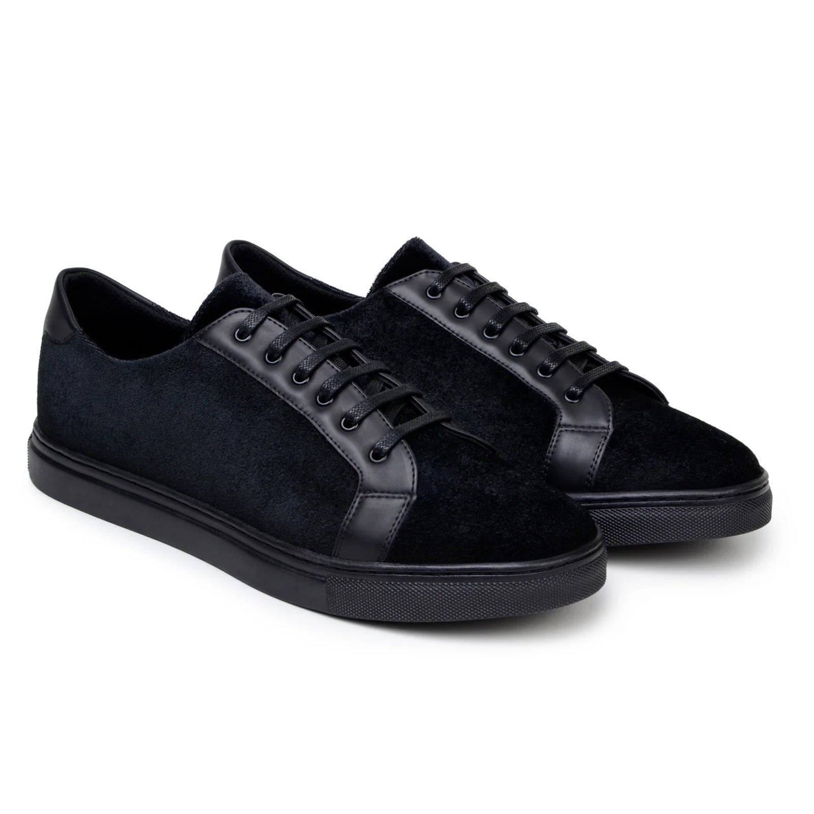 Men’s Belvedere Prince Velvet & Matte Leather Tuxedo Sneaker in Black