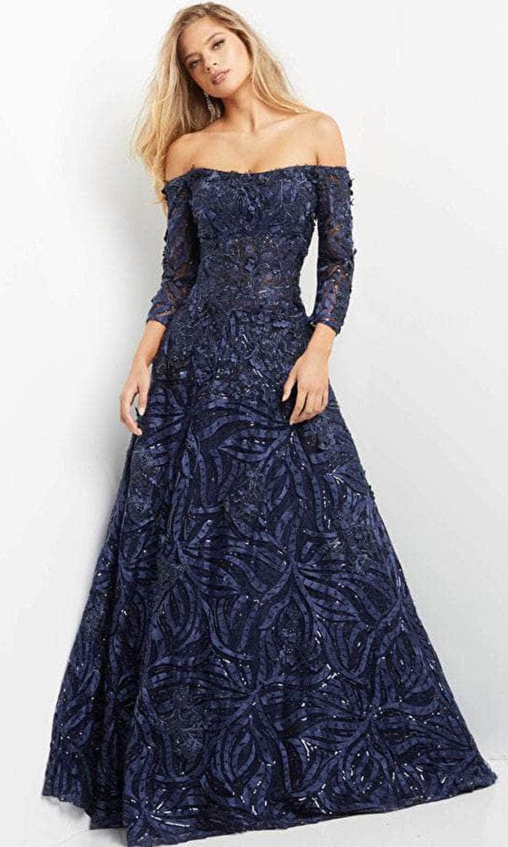 Off-shoulder Straight Across Long Gown