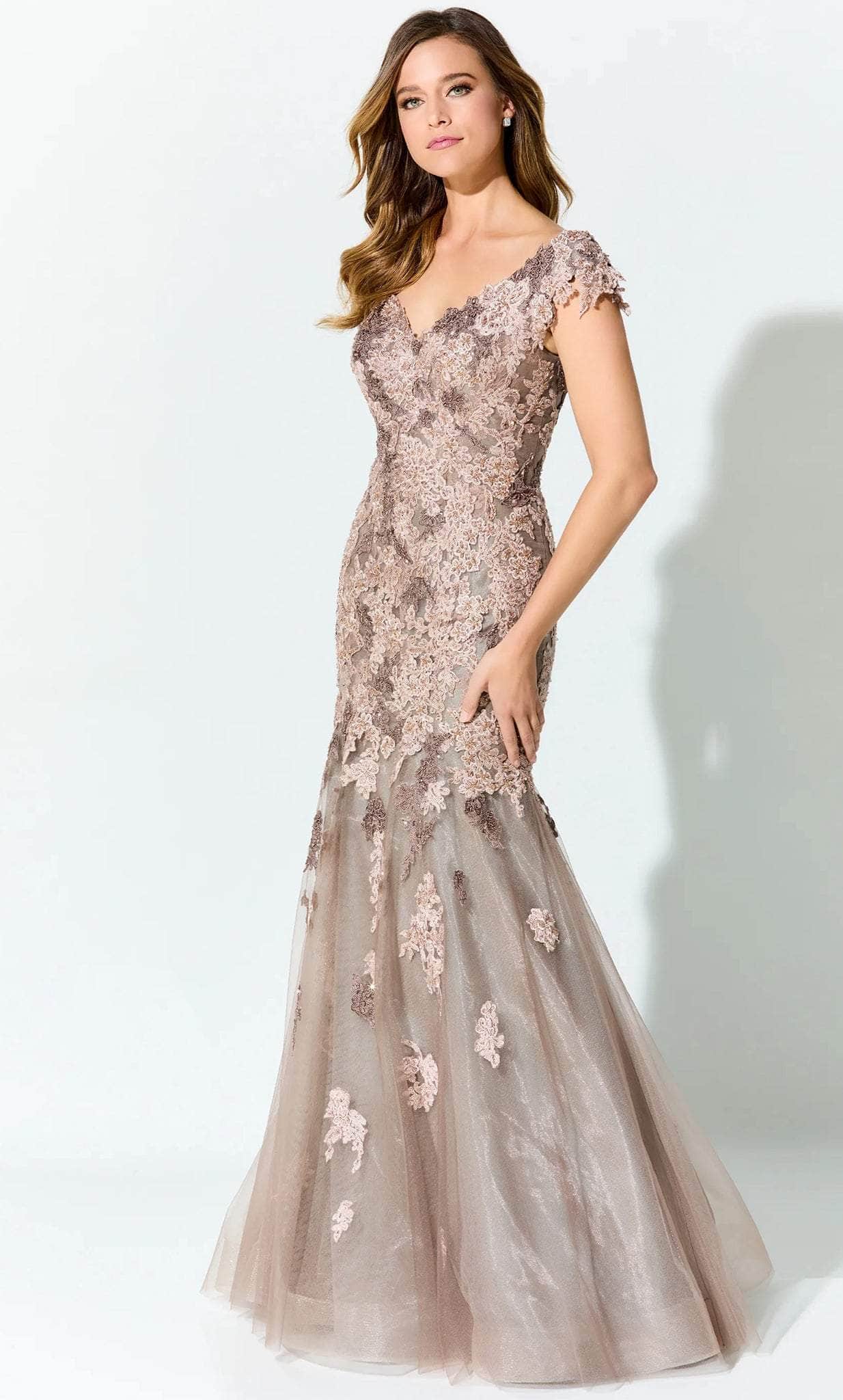 Cap Sleeve Lace Mother of the Bride Dress