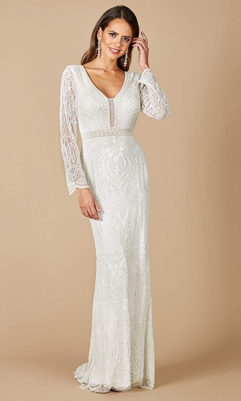 51090 Long Sleeve Textured Column Dress