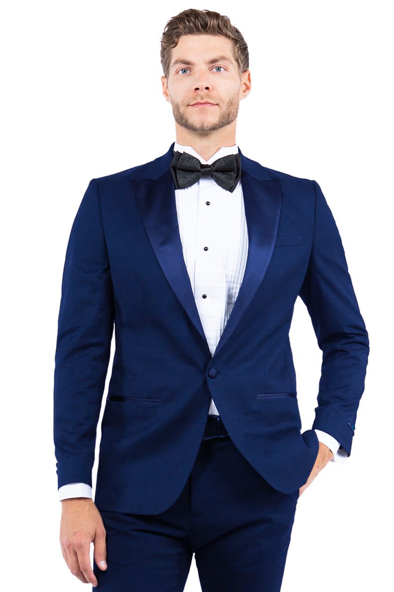 Men’s Modern Fit One Button Peak Lapel Tuxedo Separates Jacket in Navy with Navy Lapel