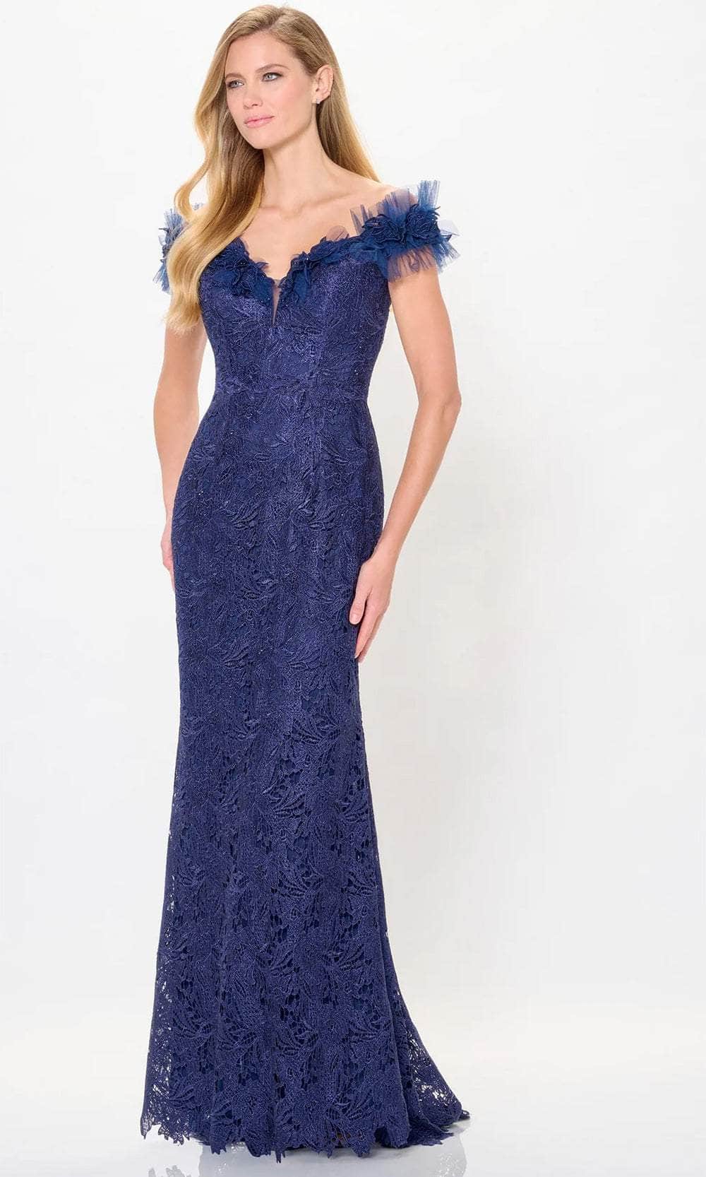 Ruffle Trimmed Evening Dress