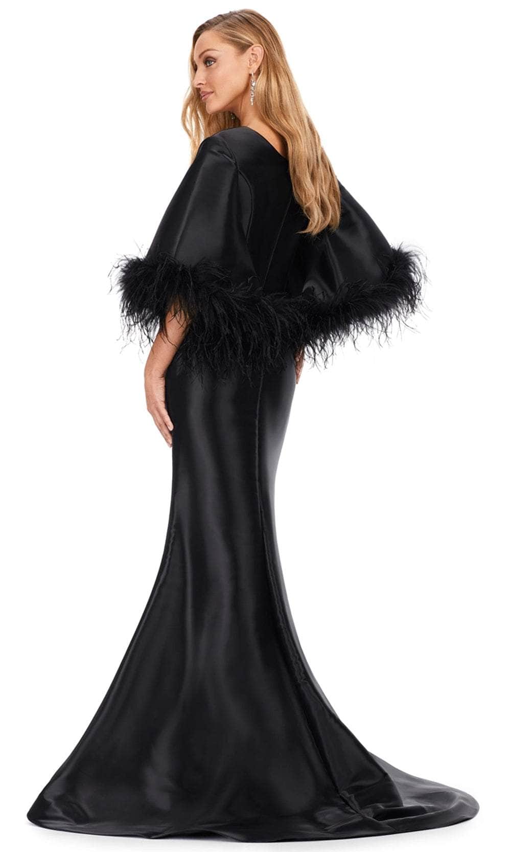 Feather Trimmed Trumpet Gown