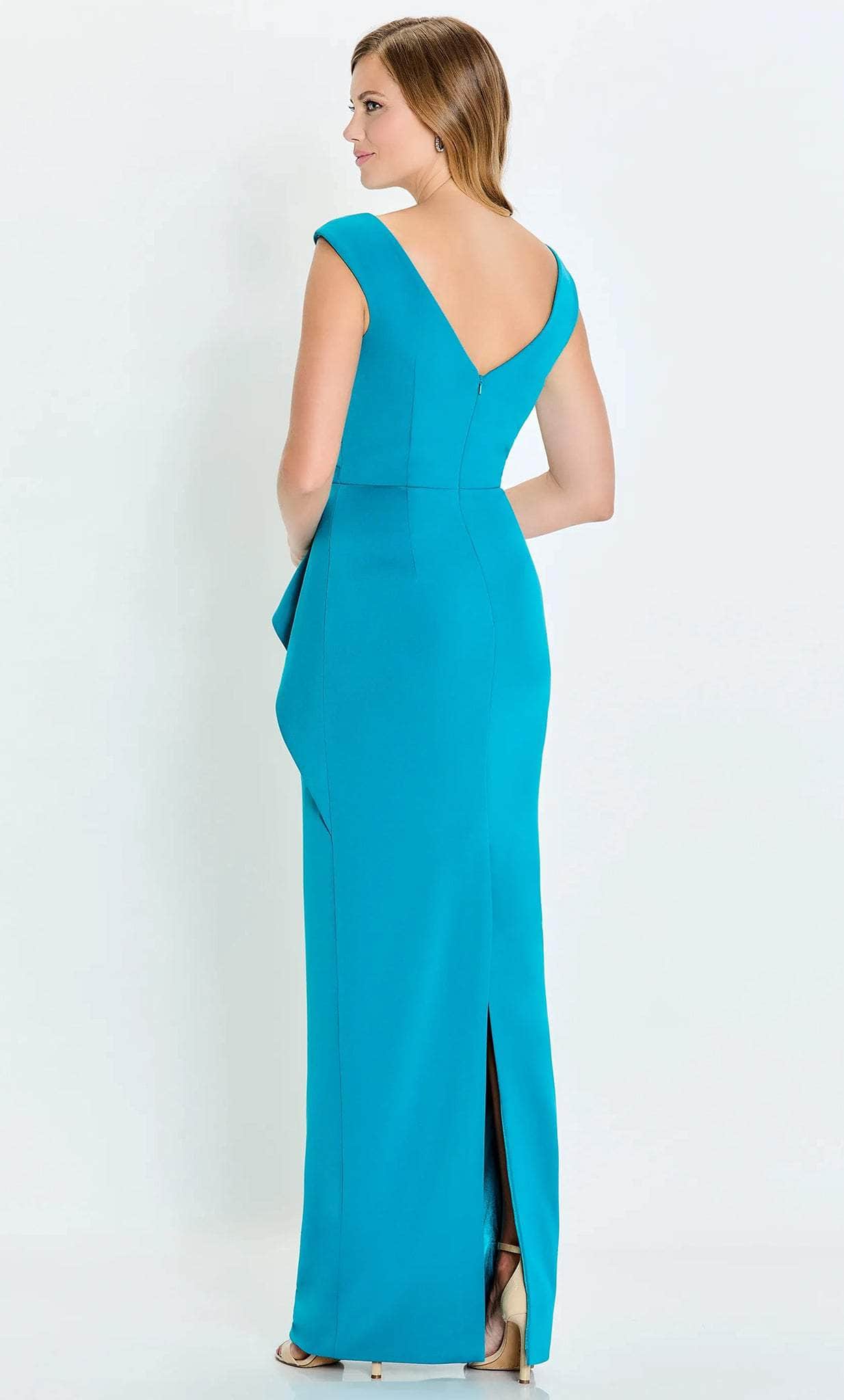 V-Neck Peplum Mother of the Bride Dress With Slit
