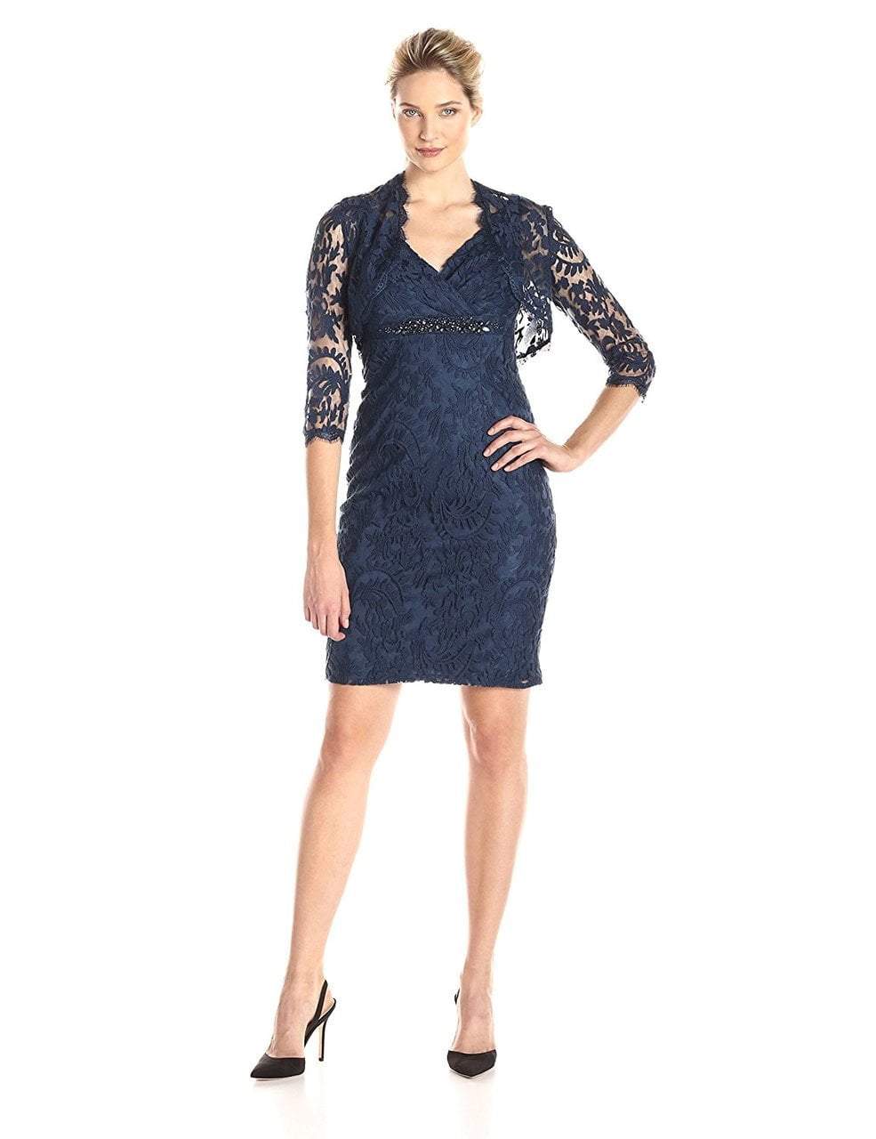 Embellished V-Neck Sheath Dress 15253710