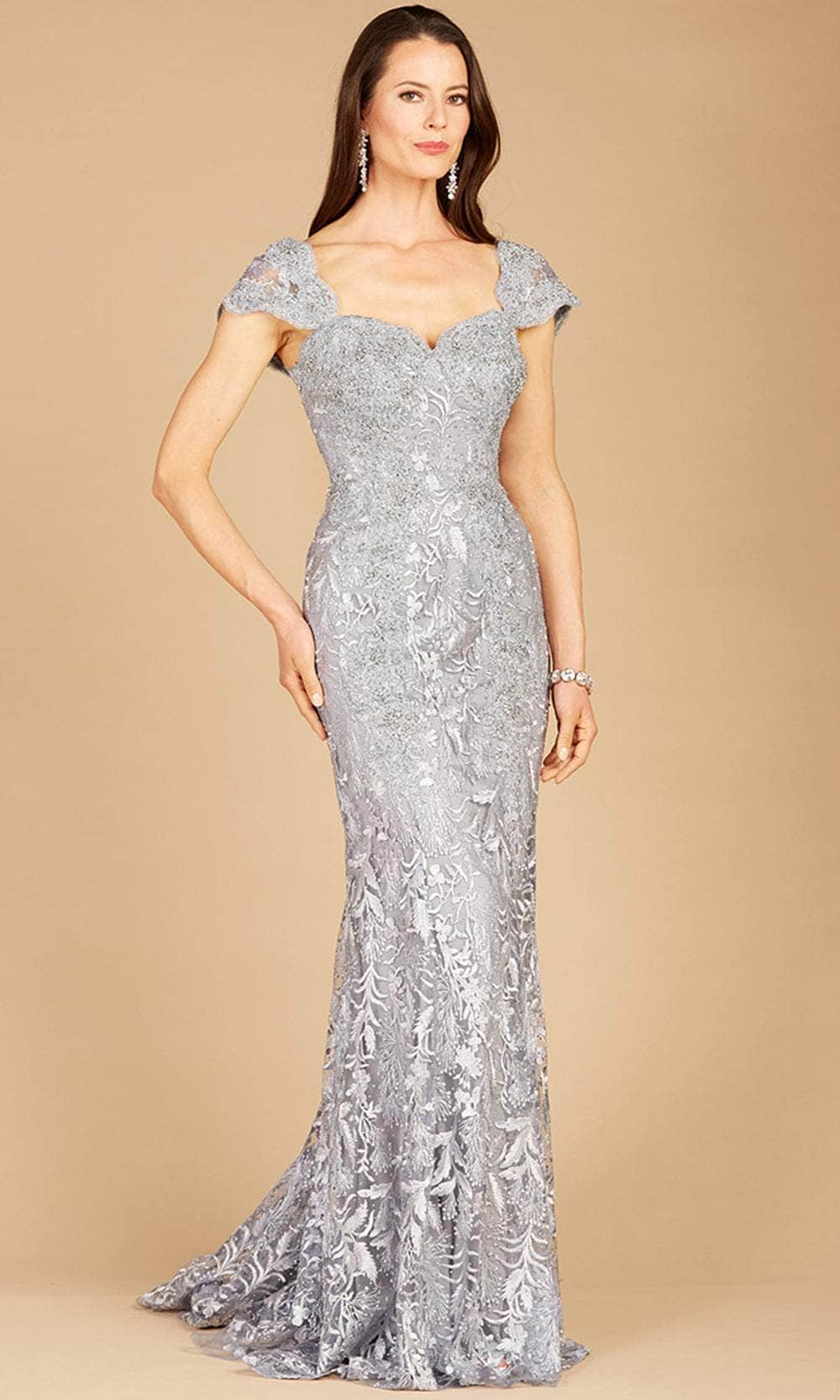 Embroidered Cap Sleeved Gown