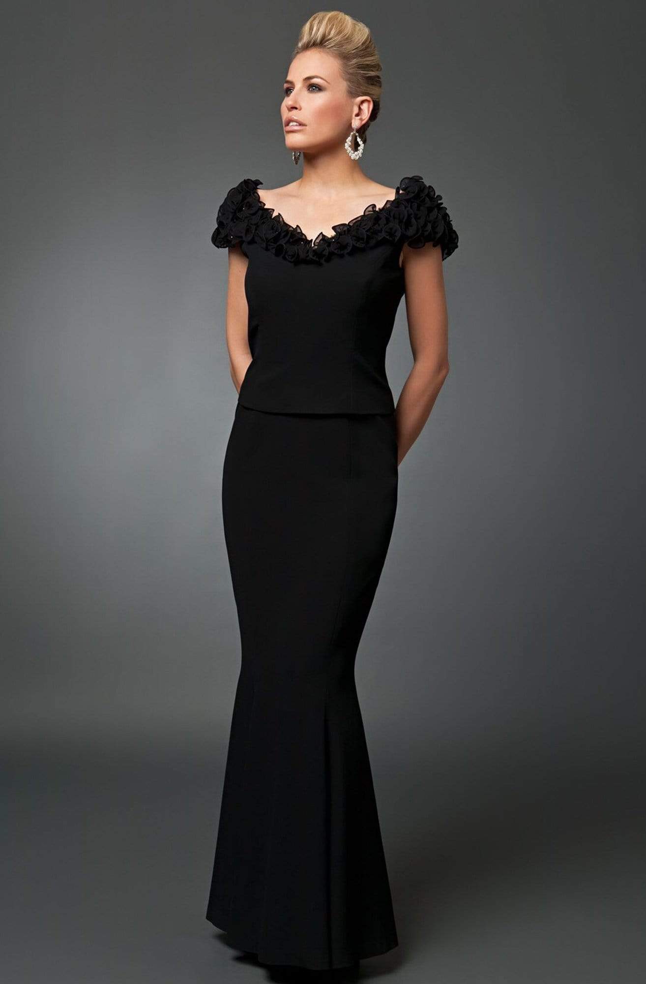 2003 Ruffles Off Shoulder Evening Gown