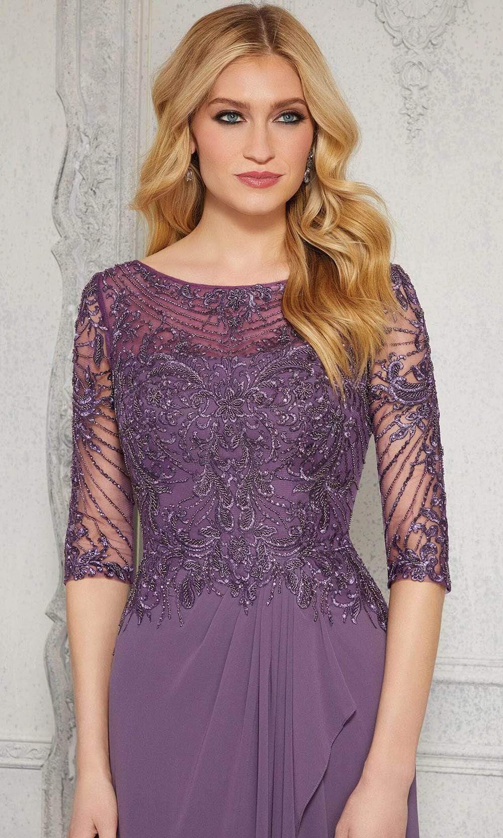 72412 Illusion Bateau A-Line Evening Dress