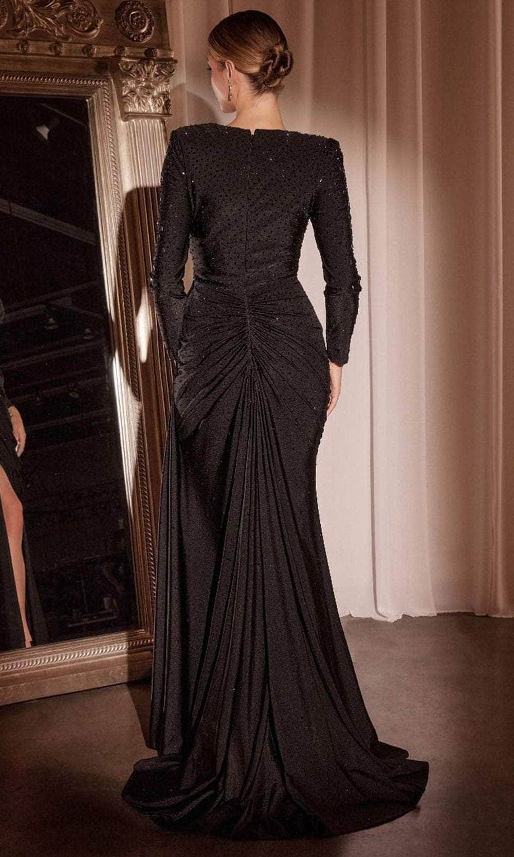 Beaded Long Sleeve Evening Gown