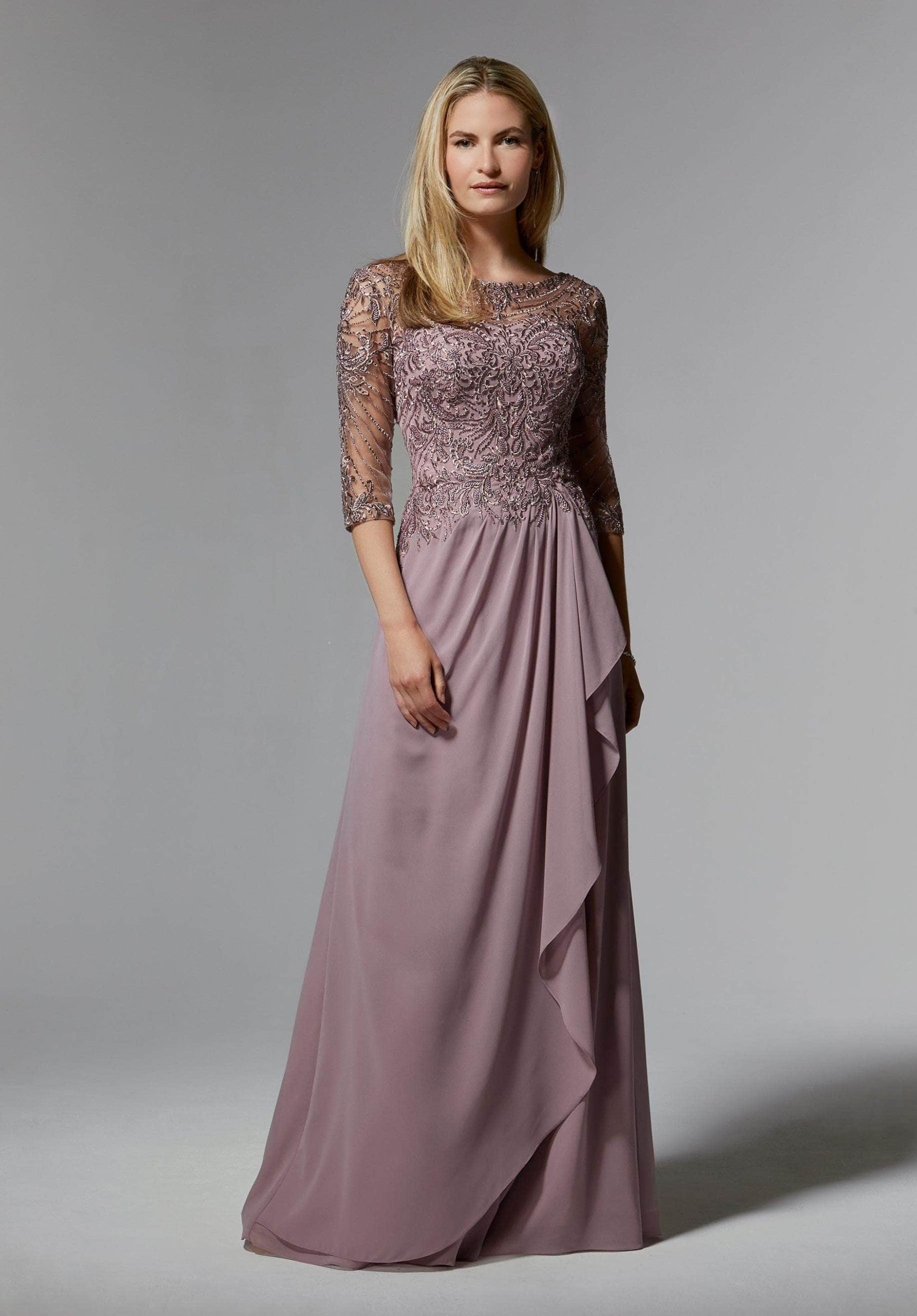 72412 Illusion Bateau A-Line Evening Dress