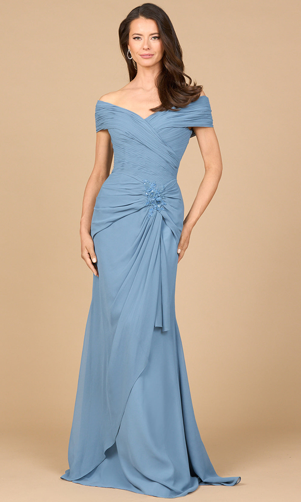 Off-Shoulder Chiffon Evening Gown