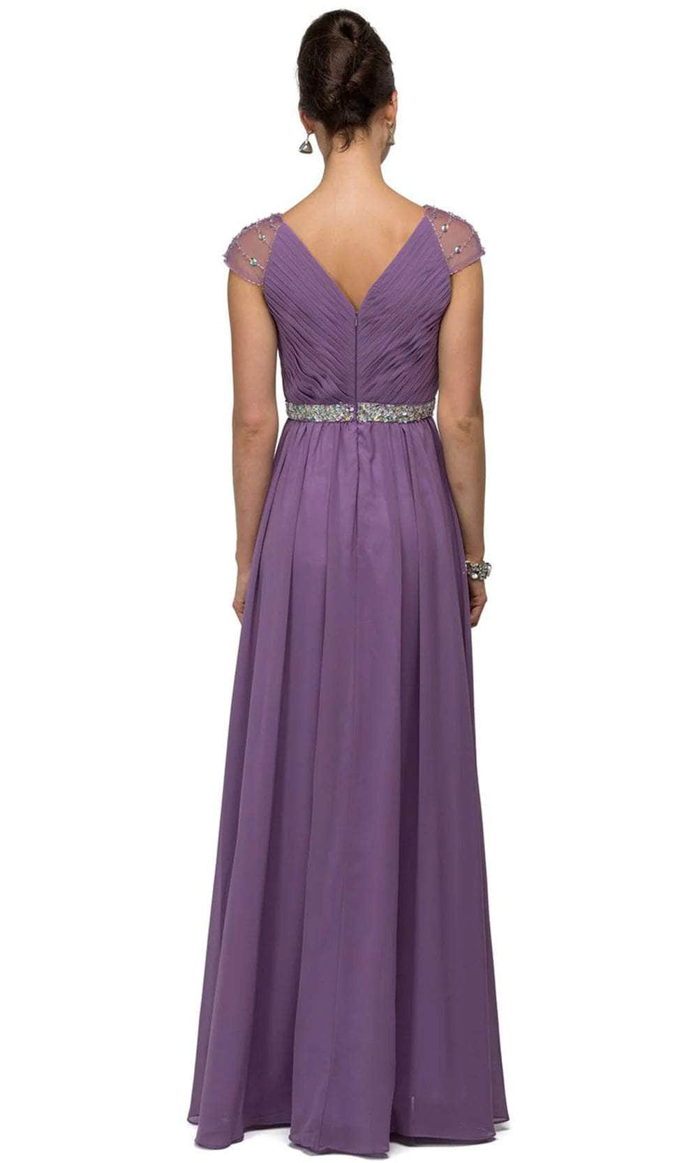 Cap Sleeve V-Neck Long Dress