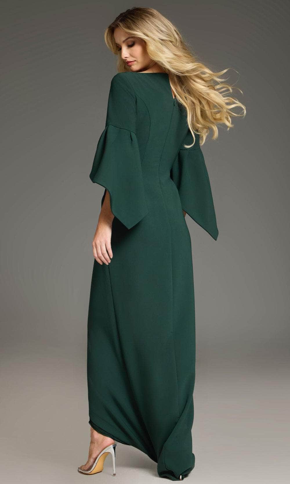 Fitted Bodice Bell Sleeve Prom Gown