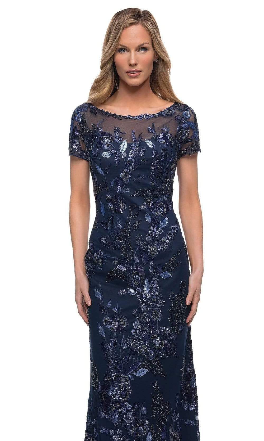 29961 Floral Sequined Evening Mother of the Bride Dress