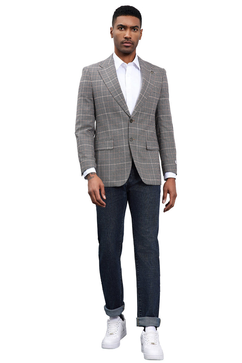 Men’s Stacy Adams Modern Fit Business Sport Coat Blazer in Charcoal Grey Plaid
