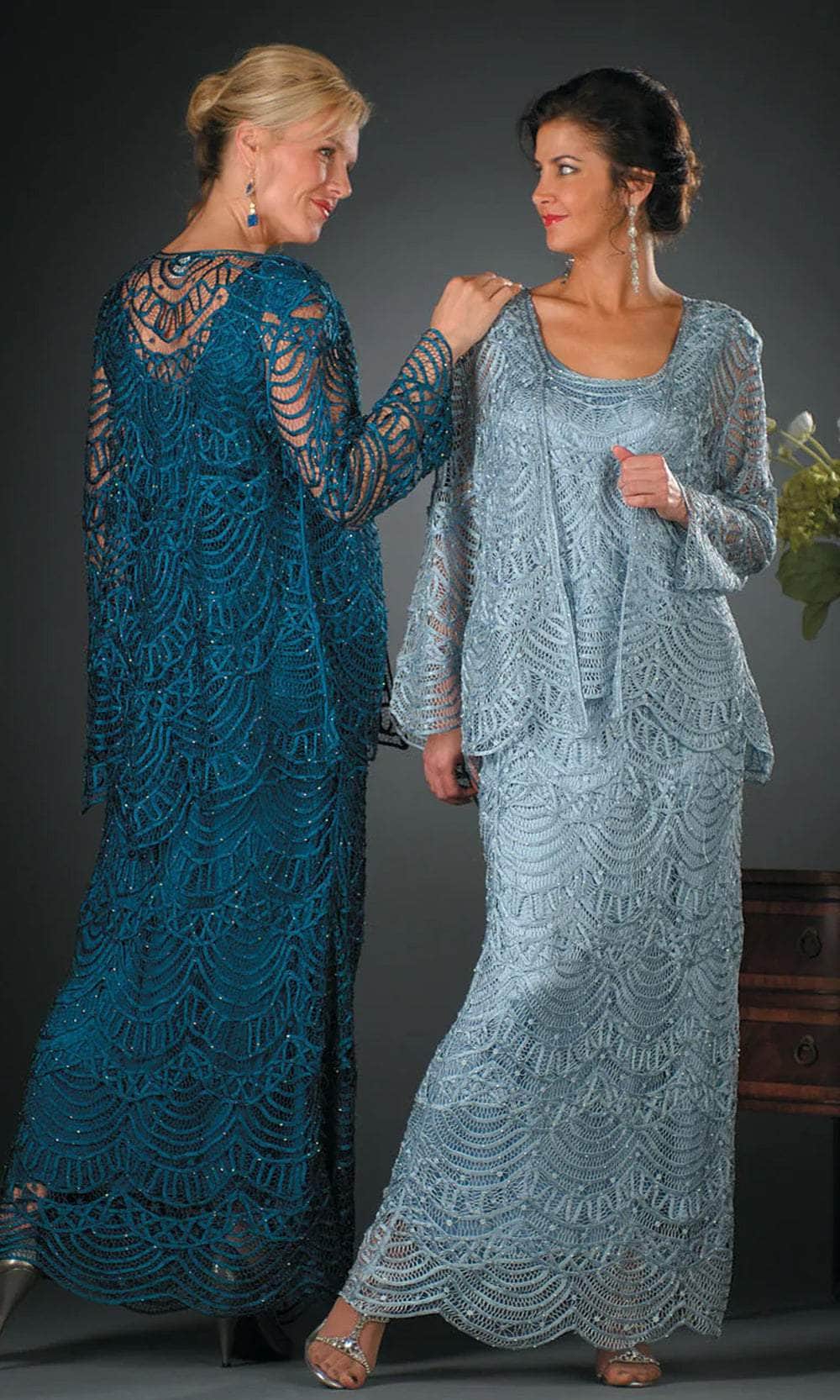 Three Piece Scallop Jacket Top Skirt Set