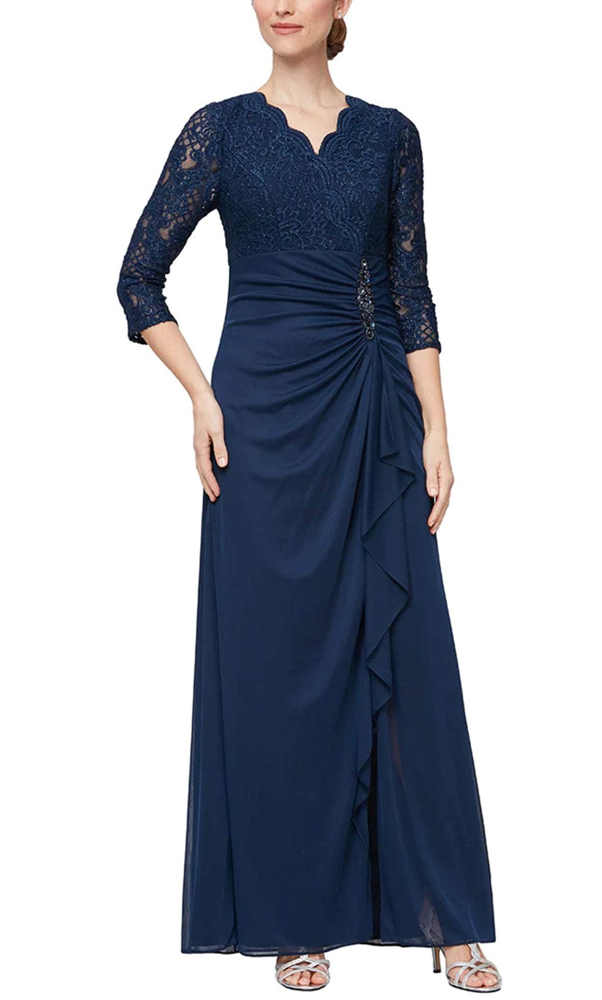 Formal Lace-Made High Waist Evening Gown