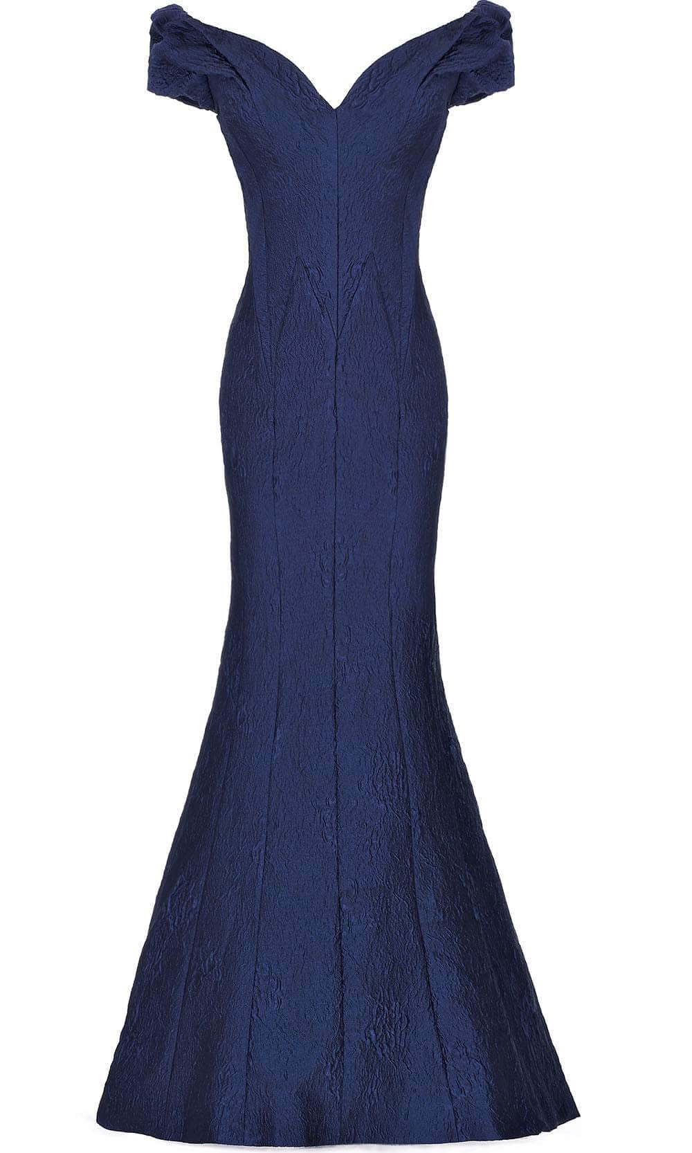 66721 Ruched Cap Sleeve Jacquard Mermaid Gown