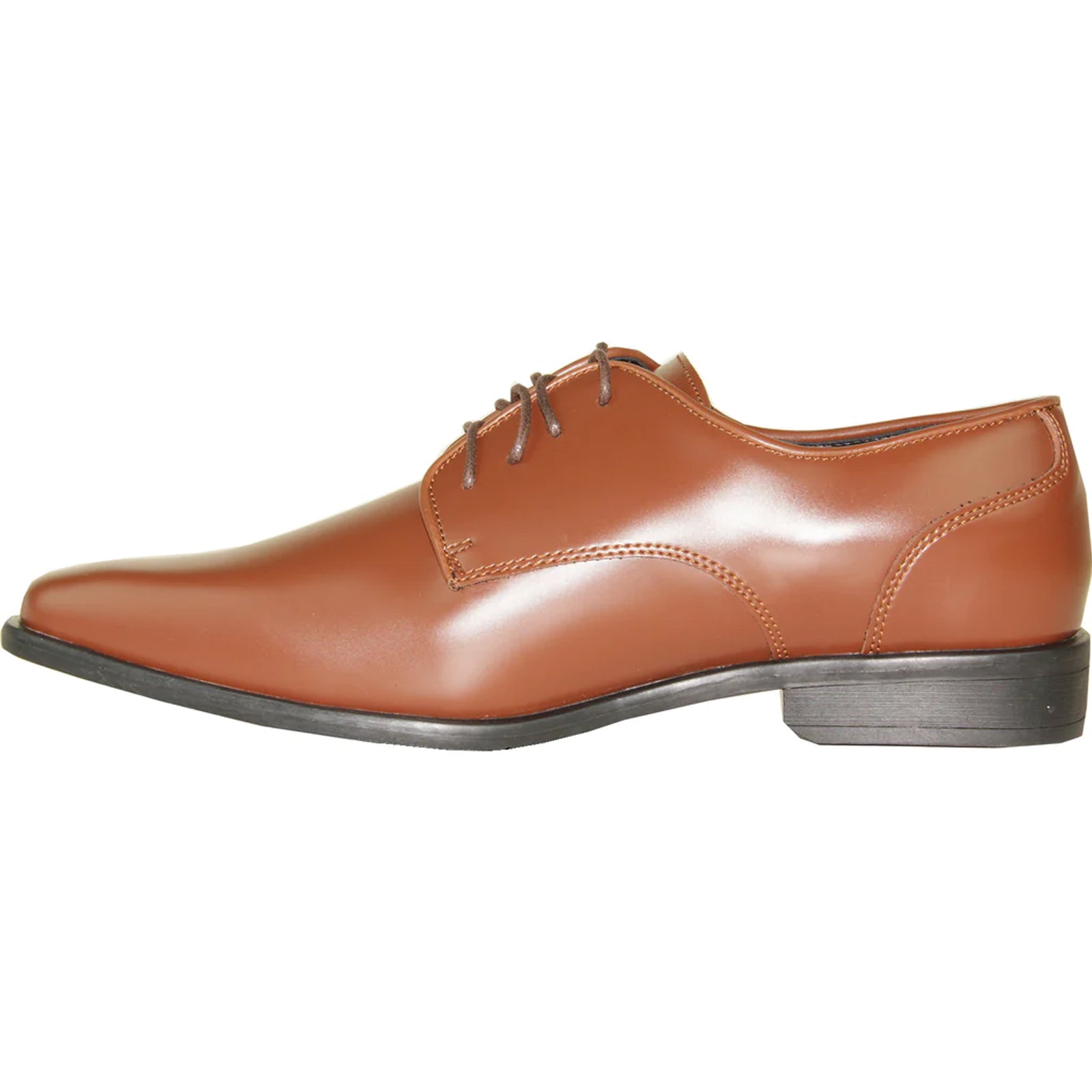 Mens Modern Pointy Square Toe Oxford Dress Shoe in Cognac