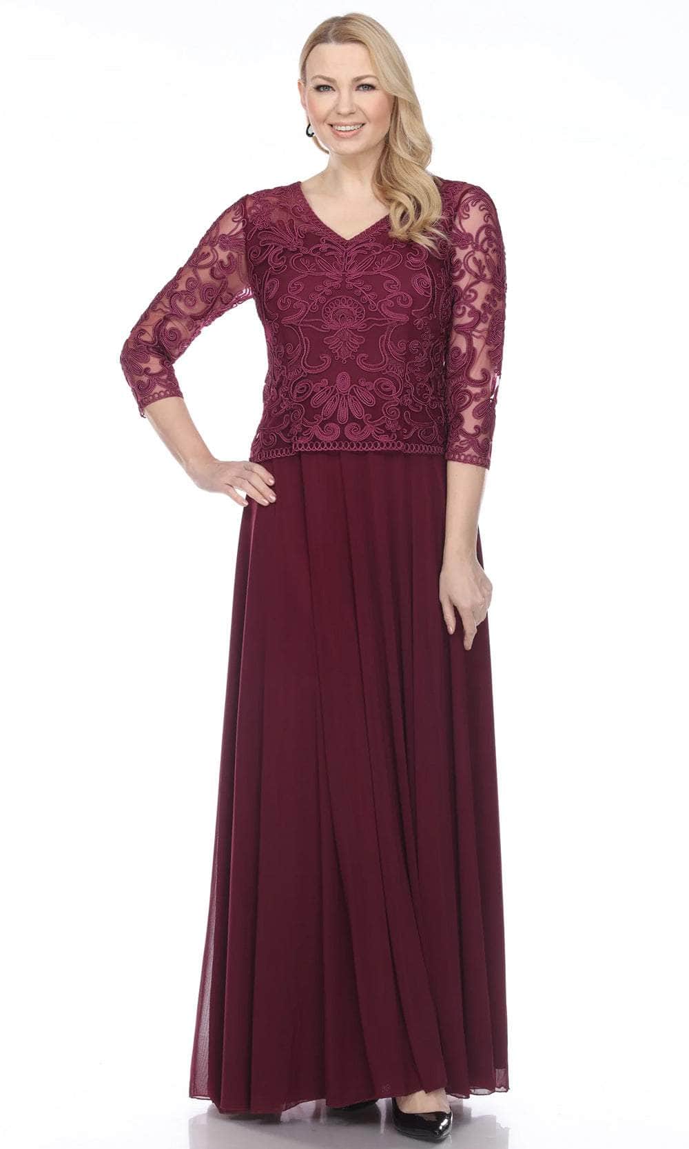 Soutache Lace V-Neck Long Dress