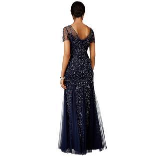 91918840 Beaded Illusion V-neck Sheath Dress