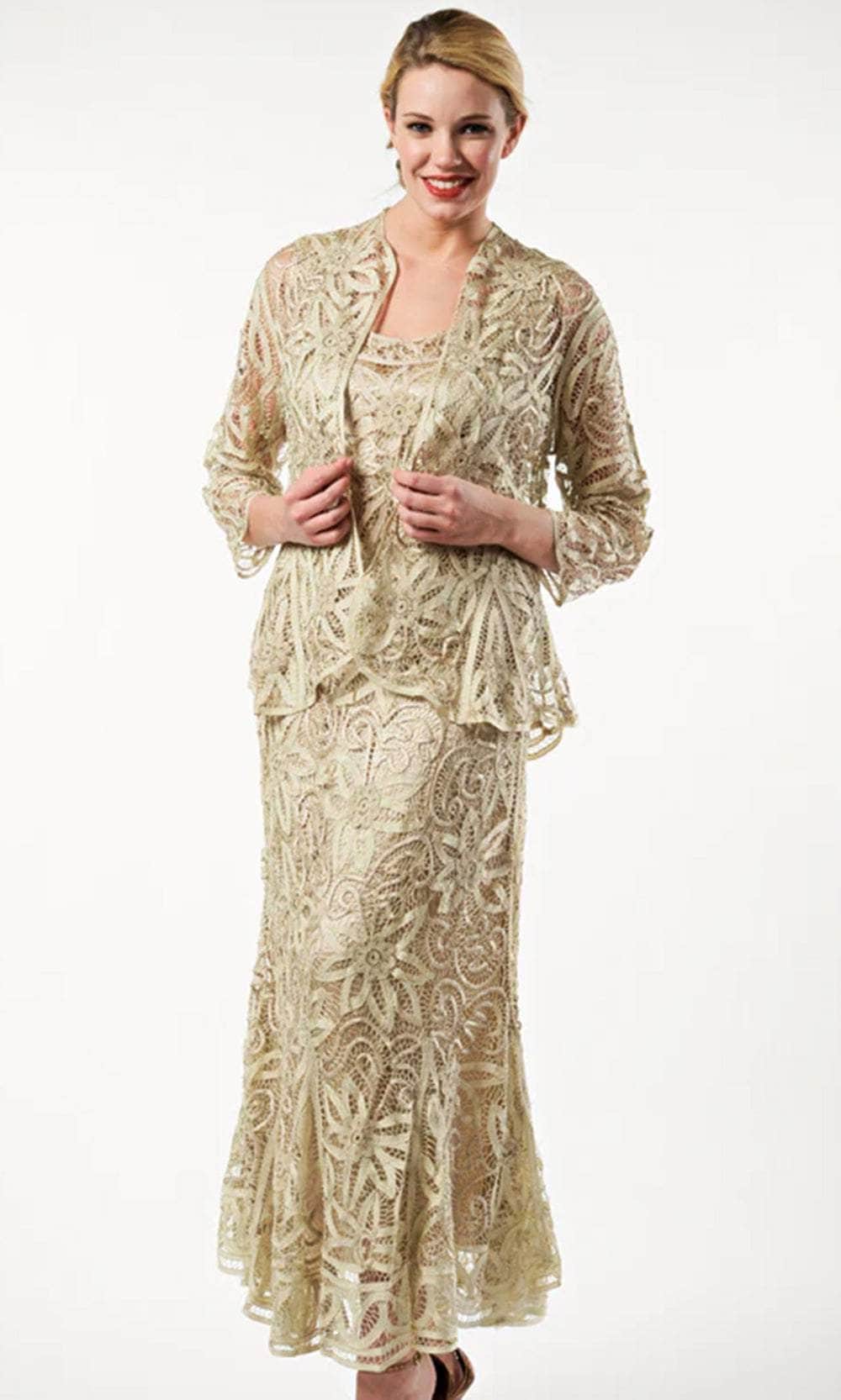 Soulmates D9122 -Three Pieces Floral Lace Formal Dress